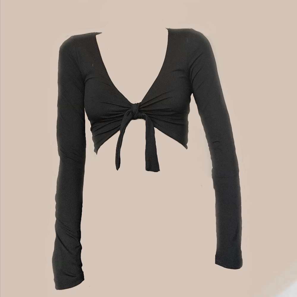 Beginning boutique front tie crop top
